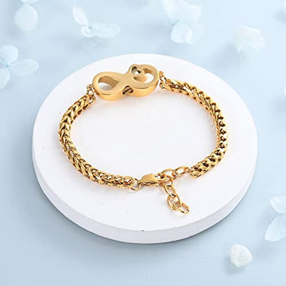 Imrsanl Infinity Urn Bracelet Cremation Jewelry for Ashes | Adjustable Link Bracelets, Loved Ones Memorial Ash Holder, Funeral Keepsake for Women Men - color: Infinity-Gold