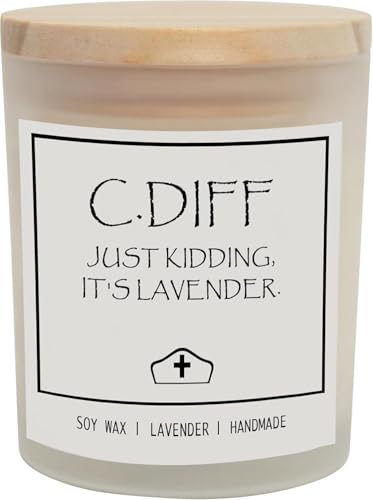 Smells Like C. Diff Candle, Funny Nurse Gift for Women, Rn Gifts for Nurses, Nurse Appreciation Graduation Gifts, Nurses Practitioner Gift, Lavender Scented Candle - color: Smells Like C. Diff