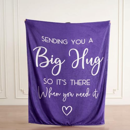 Thinking of You Gifts for Women Men – Get Well Blanket 50x60 Inch, Purple Flannel Comfort Hug Blanket, Sympathy Throw for After Surgery, Chemo, Illness, Recovery - color: Get Well-purple
