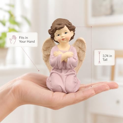 Praying Angel Figurine, Kneeling Guardian Angel Statue | Resin Keepsake For Mom, Daughter, Sister, Friend, Prayer Corners, Shelves, Desks And Nightstands - size: 3.74"H