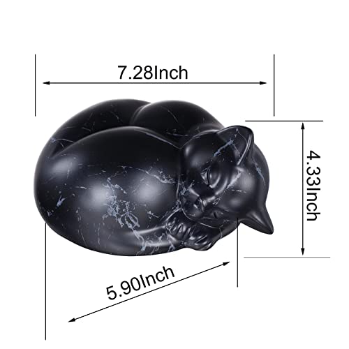 Pet Urns,Sleeping Resin Cremation Cat Urn, Cat Urns for Ashes, Small Animal Urn (Black)… - color: Black
