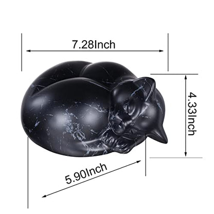 Pet Urns,Sleeping Resin Cremation Cat Urn, Cat Urns for Ashes, Small Animal Urn (Black)… - color: Black