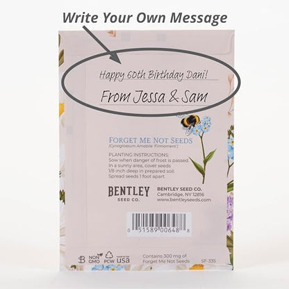 Happy Birthday Bee Forget Me Not Seed Packets - Set of 25 - Thank You Gifts - Wildflower Seeds for Planting - Floral Gifts - Thank You Card - Wild Flowers Bulk - style: Happy Birthday