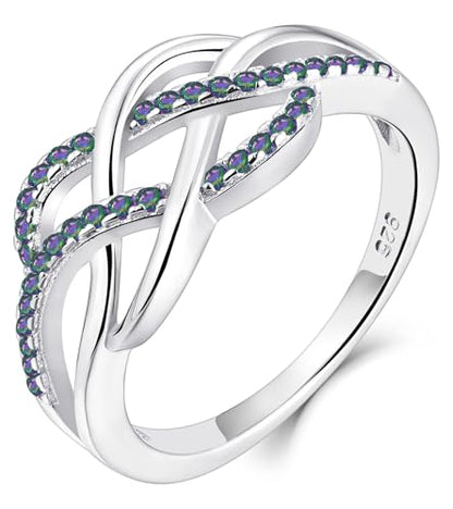 YL Celtic Knot Rings 925 Sterling Silver Twisted Knot Ring Birthstone Infinity Statement Jewelry for Women-size5 - color: 06-alexandrite-Jun