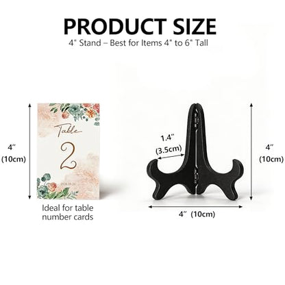 Artliving Black 4" Wood-Like Plastic Easels Plate Display Stands Picture Frame Stand Holder-Set of 4 - size: 4 inch