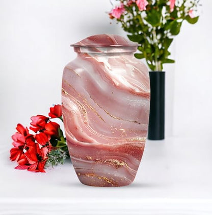 Rose Gold Abstract Urn for Human Ashes - color: Rose Gold Abstract, size: 10 Inch + 3 Inch - Pack of 5