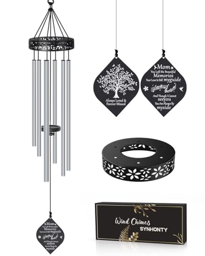 Memorial Gifts for Loss of Mom,32'' Sympathy Wind Chimes Gifts for Loss of Mother, Bereavement/Condolence/Remembrance Gift, Windchimes in Memory of Mom - size: D-Silver-Mom
