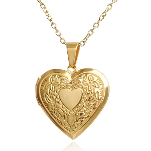 Heart Shaped Locket that Hold Picture Pendant Necklace Gifts for Women | Stainless Steel