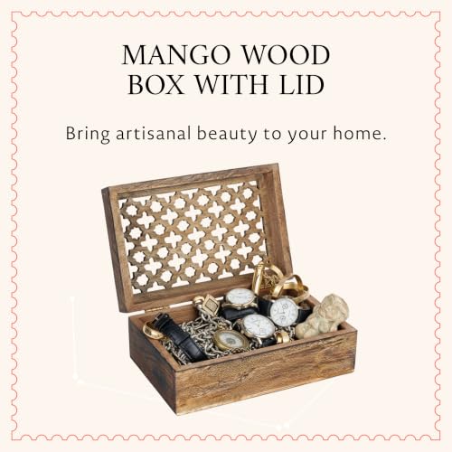 Mela Artisans Trellis Mango Wood Storage Box - Medium Burnt, 9x6 in - color: Medium Burnt, size: Large