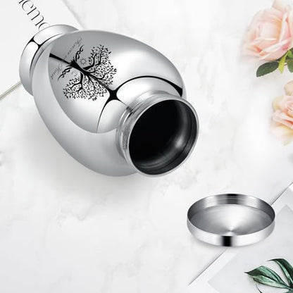 shajwo Large Cremation Urn for Ashes Human Adult Female Male Stainless Steel Tree of Life Urn for Human Ashes for Women Men Memorial Burial Funeral Decorative Urns for Ashes Keepsake Up to 220 IBS