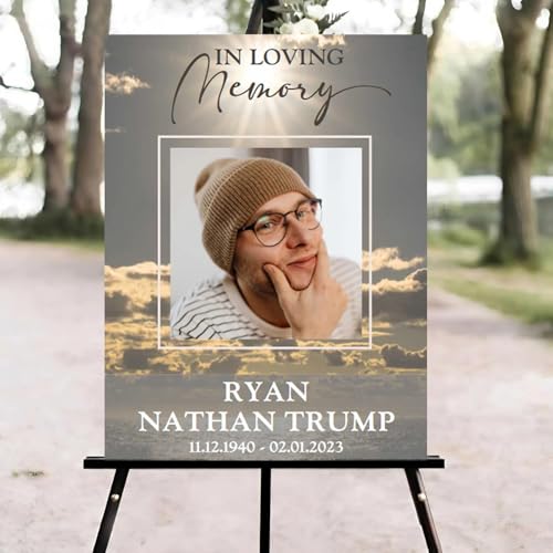 Large Heaven Celebration of Life Welcome Sign, Funeral Welcome Sign, in Loving Memory Sign, Celebration of Life Funeral Sign, Celebration of Life Sign, Memorial Sign with Photo #Tf22 - color: Version #15
