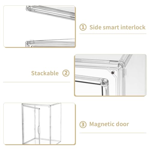 Large Clear Acrylic Figure Display Case for Collectibles 2 Pack | Movable Divider, Magnetic Door, Easy to Clean, Dustproof, 2-Tier, Easy Assemble, Adjustable Storage - size: Large 2 pack