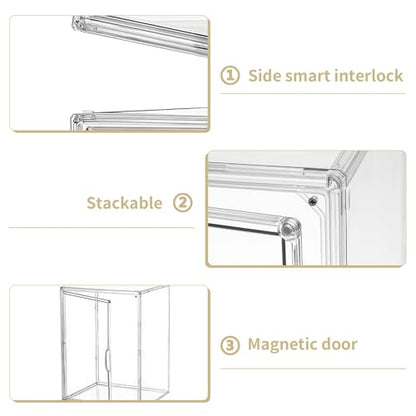 Large Clear Acrylic Figure Display Case for Collectibles 2 Pack | Movable Divider, Magnetic Door, Easy to Clean, Dustproof, 2-Tier, Easy Assemble, Adjustable Storage - size: Large 2 pack