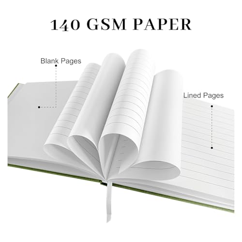 Wedding Guest Book – Guest Book for Receptions, Baby Showers & Celebrations | Grass Green Linen Hardcover, Polaroid Guest Book with 100 Half Blank and Lined Pages for Signatures and Photos - color: Grass Green