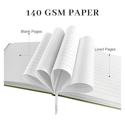 Wedding Guest Book – Guest Book for Receptions, Baby Showers & Celebrations | Grass Green Linen Hardcover, Polaroid Guest Book with 100 Half Blank and Lined Pages for Signatures and Photos - color: Grass Green