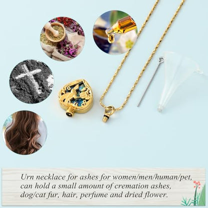Imrsanl Hummingbird Cremation Jewelry Heart Urn Necklace for Ashes for Women Men Memorial Keepsake Ash Pendants of Loved Ones - color: Gold