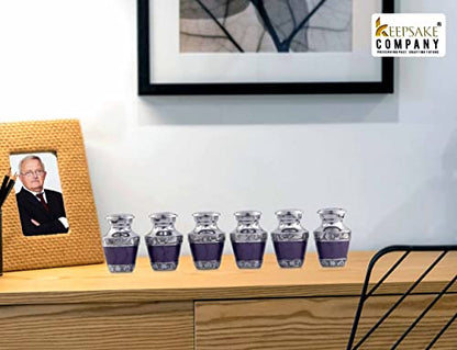 Purple Small Urns for Human Ashes/Mini Urn/Cremation Keepsakes for Ashes/Ash Holders for Human Ashes (Set of Six) from Keepsake Company - color: Purple Enamel