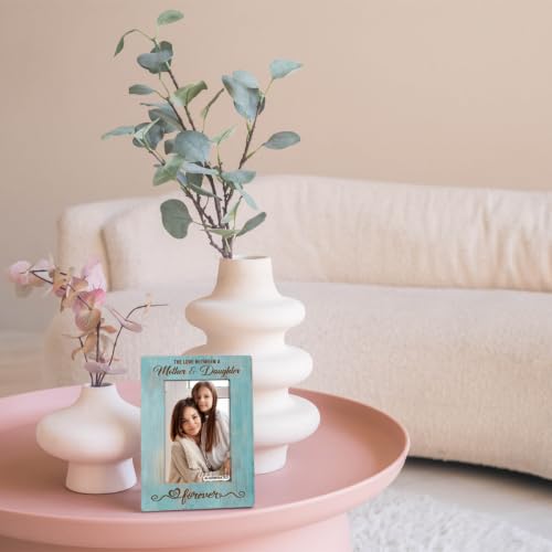 Mother Daughter Photo Frame Gift, Beautiful Mom Birthday Gifts, Christmas Gifts, The Love Between A Mother & Daughter is Forever Photo Frames, Farmhouse Wooden Picture Frame Gift B1 - color: BlueA