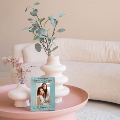 Mother Daughter Photo Frame Gift, Beautiful Mom Birthday Gifts, Christmas Gifts, The Love Between A Mother & Daughter is Forever Photo Frames, Farmhouse Wooden Picture Frame Gift B1 - color: BlueA