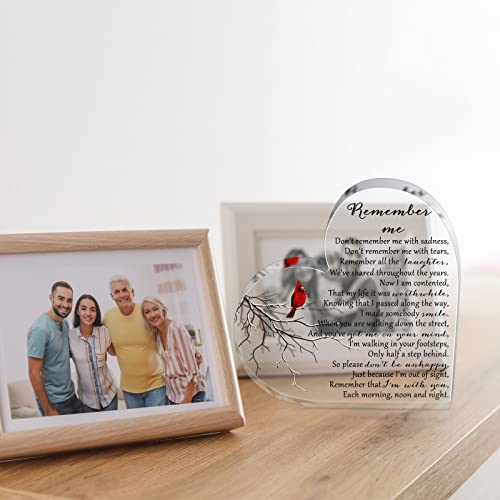 Yookeer Sympathy Gift Acrylic Heart Shape Memorial Bereavement Gifts for Loss of Loved One Red Cardinal Remembrance Condolence Funeral Grief Keepsake for Mom Dad Grandma Friend(Bird Style) - style: Bird Style