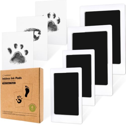 4pk Inkless Paw Print Kit for Dogs, Cats, Pets Ink Pads (Jet Black, Combo) - color: Jet Black, size: 4-Pack, Combo (2 Regular + 2 Large)