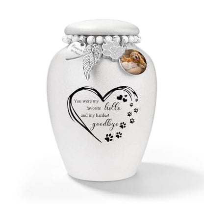SOITIS Engraving Pet Urns for Cats Dogs Urns for Ashes 4.8" Ceramic Pet Urn - color: Custom-white Heart Paw
