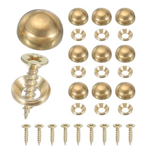 Brass Decorative Screws with Caps, Mirror Screw Self Tapping Screws Decorative Cover - Fitting for(Furniture Fixing- Wall Hangings - Wood Handcrafted) 13mm & 10 Pack & Yellow - color: Yellow, size: 13mm