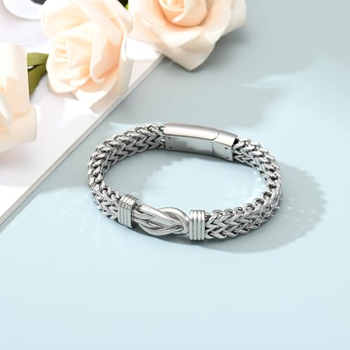 shajwo Cremation Jewelry Infinity Knot Urn Bracelet for Human Ashes for Women Men Memorial Keepsake Link Bracelet - color: Silver 22cm