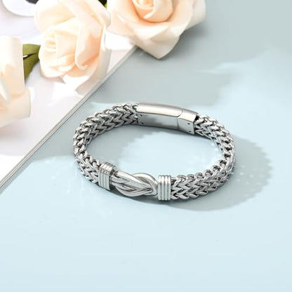 shajwo Cremation Jewelry Infinity Knot Urn Bracelet for Human Ashes for Women Men Memorial Keepsake Link Bracelet - color: Silver 22cm