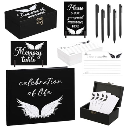 Celebration of Life Guest Book Funeral Memory Cards, Angel - style: Angel