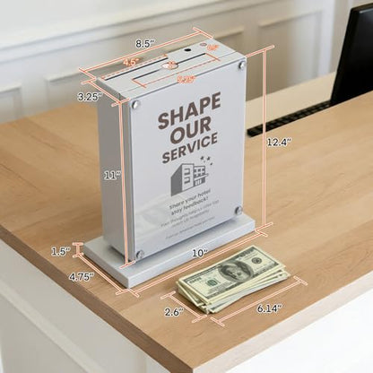Suggestion Box with Slot and Lock-Wall Mount Option, Metal Ballot Box with Acrylic Panel for Voting (Grayish White) - color: Grayish White