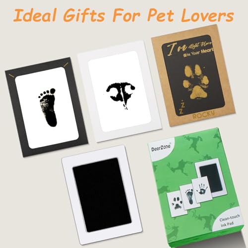 DeerZone Inkless Paw Print Kit,Dog Paw Print Kit,Dog Nose Print Kit | Clean Touch Ink Pads,4 Ink Pads & 16 Imprint Cards,Pet Paw Print Impression Kit for Dogs Cats Baby Footprint Keepsake - color: Gold/Black, size: Medium-Large 4 Pack