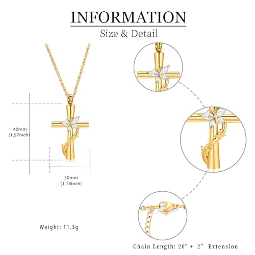 shajwo Butterfly Cross Urn Necklaces for Ashes for Women Men - color: Customize