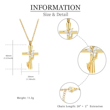 shajwo Butterfly Cross Urn Necklaces for Ashes for Women Men - color: Customize