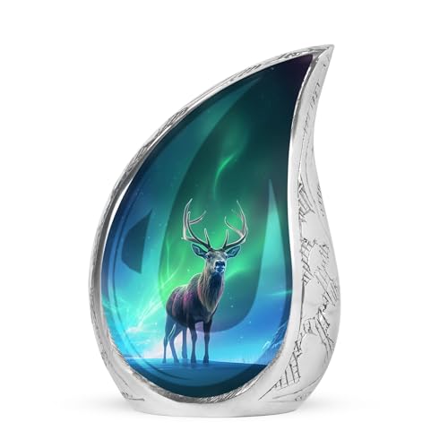 Mini Deer Urns for Human Ashes - Aurora Borealis Urns for Human Ashes - color: Geen Aurora Light Deer Urn, size: KEEPSAKE-1