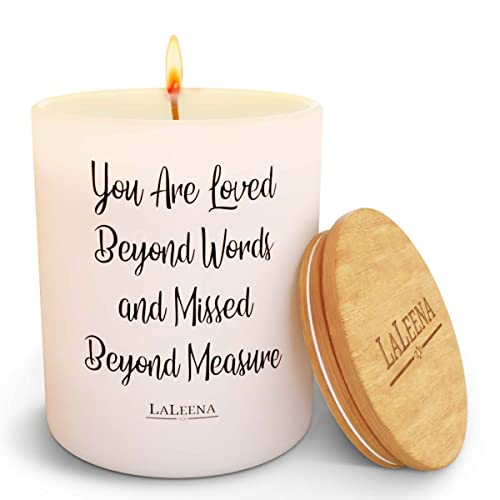 Scented Soy Memorial Candle – Glass Jar Candle Gift with 100% Organic Soy Wax & Fragrance Oil – Missing Someone Gift Decor for Women, Men, Couples, Meditation, Yoga by LaLeena, Large 14 Oz, Jasmine - size: Jasmine, style: Loved Beyond Words