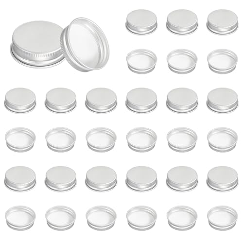 PATIKIL 38mm Metal Round Screw Lids, 36 Pcs Aluminum Mason Jar Lids Screw Top Caps for Lab Home Storage Jars Gallon Jugs Glass Snack Containers Liquid Storage, Silver Tone - size: 38mm
