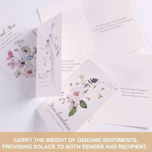 C2U Funeral Thank You Cards with Envelopes(100 Pack 4"x6"),Stickers & Message Inside - Wildflower Bereavement Sympathy Thank You Cards for Funeral Family Friends Loved Ones - color: 100 Flower cards