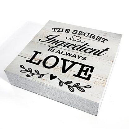 Secret Ingredient Is Always Love Kitchen Quote Wood Box Sign - color: white