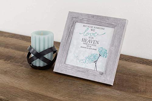 Summer Snow Art – Because Someone We Love Is in Heaven Framed Sympathy Wall Art | Blue Floral Design, Gray Frame, 8x8