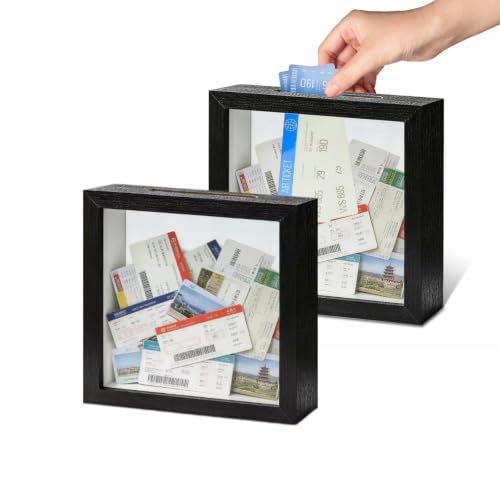 5x5 Shadow Box Frame, Suitable for Storing Various Bills and Souvenirs (Black, 5X5 2 Pack) - size: 5X5 2 Pack