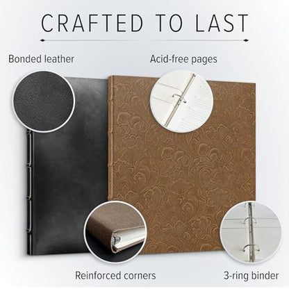 Gallery Leather Photo Album 4x6 Pictures with Slip-In Pockets & Writing Space – Holds up to 120 Photos, Ring Bound, Made in USA – Acadia Pool - 11.75" x 10.5" - color: Acadia Pool, size: 11.75" x 10.5"