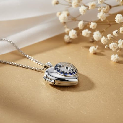 925 Sterling Silver Pictures Locket Necklace for Women Men - color: Black plated 1