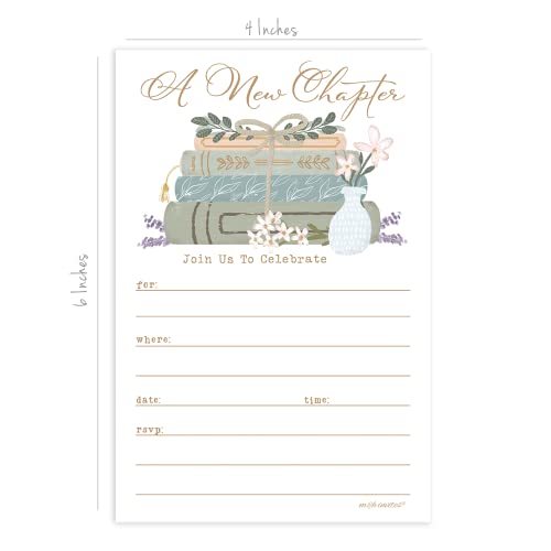 m&h invites Book Invitations With Envelopes (20 Count) - A New Chapter Storybook Invitations For Book Theme Baby Shower, Bridal Shower, Retirement