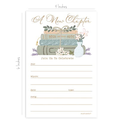 m&h invites Book Invitations With Envelopes (20 Count) - A New Chapter Storybook Invitations For Book Theme Baby Shower, Bridal Shower, Retirement