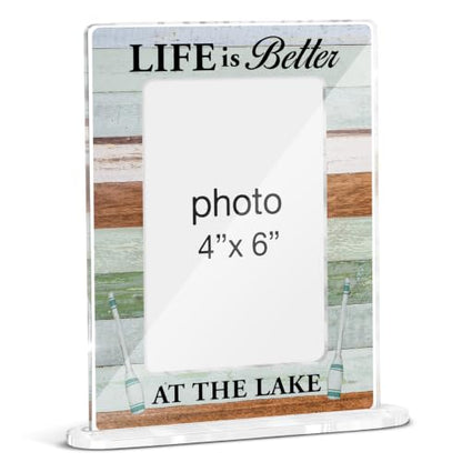 Lake House Gifts Picture Frame Life Is Better at the Lake Acrylic Picture Frames 4 x 6 Inch Photo - color: T-at the Lake