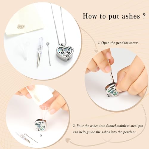 Minicremation Heart Guitar Cremation Pendant Necklace for Ashes Stainless Steel Music Guitar Pick Cremation Keepsake Memorial Urn Necklace - color: Silver&Heart