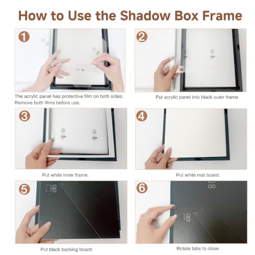 4 Pack 3D Shadow Box Frame Display Case Set for 4x6/8x10/11x14/12x16 Photos - size: 4 Pack