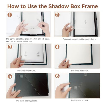 4 Pack 3D Shadow Box Frame Display Case Set for 4x6/8x10/11x14/12x16 Photos - size: 4 Pack