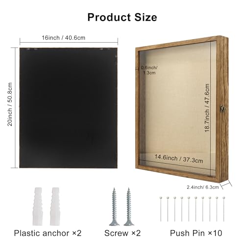 Large Shadow Box Frame 16x20 Display Case, Wood Wedding Bouquet Memory Box - color: Carbonized Black, size: 16"x20" (40.6x50.8 cm)